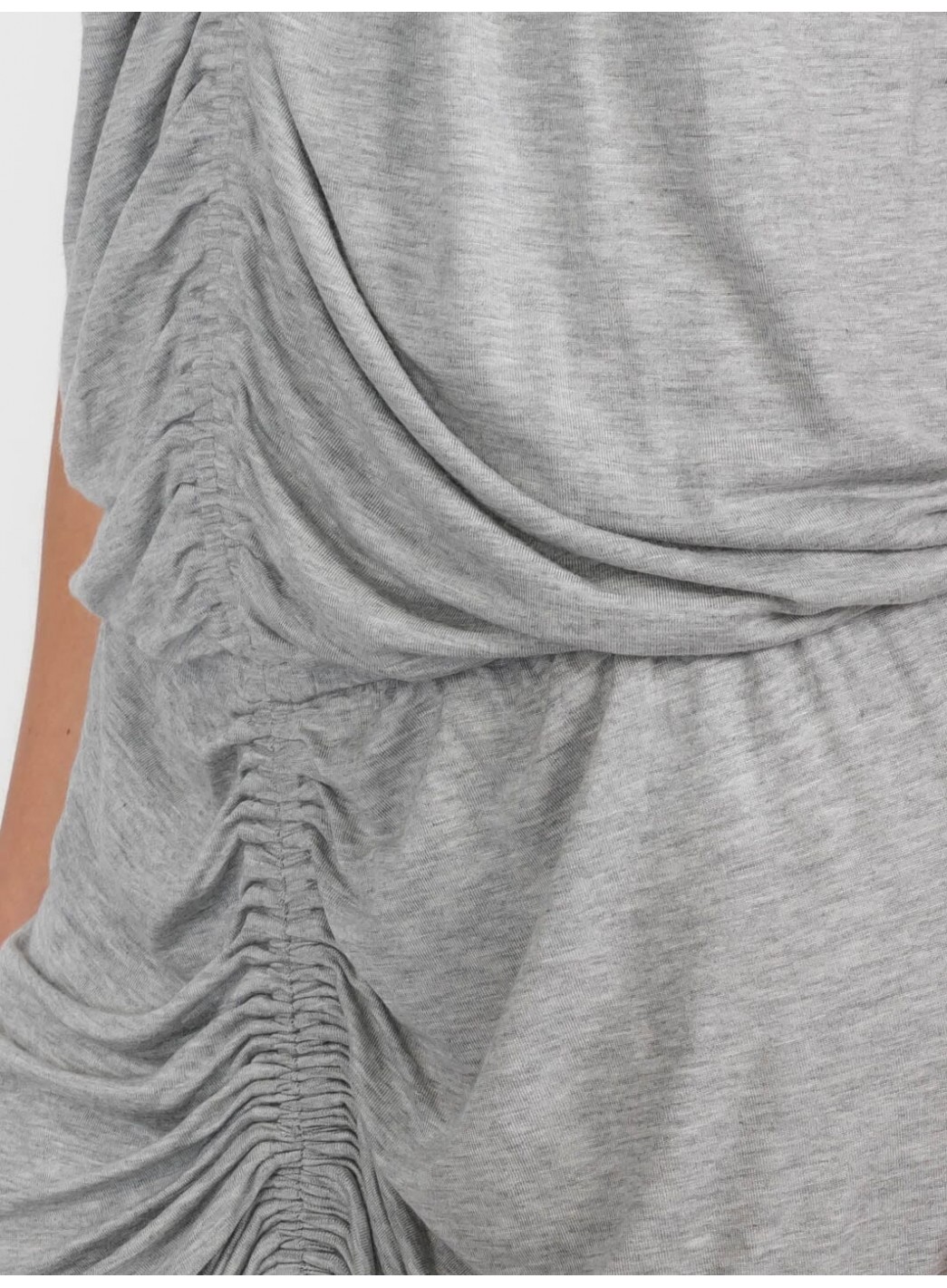 WOMEN'S SLEEVELESS V-NECK FRONT RUCHED BODYCON MIDI DRESS