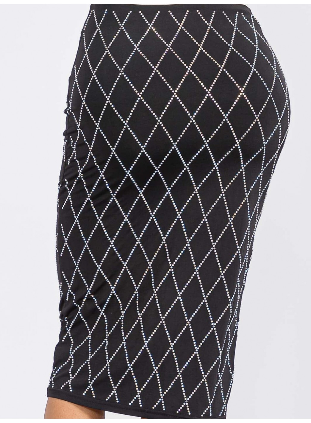 WOMEN'S ELASTIC WAIST SEQUINS DETAILED MIDI SKIRT