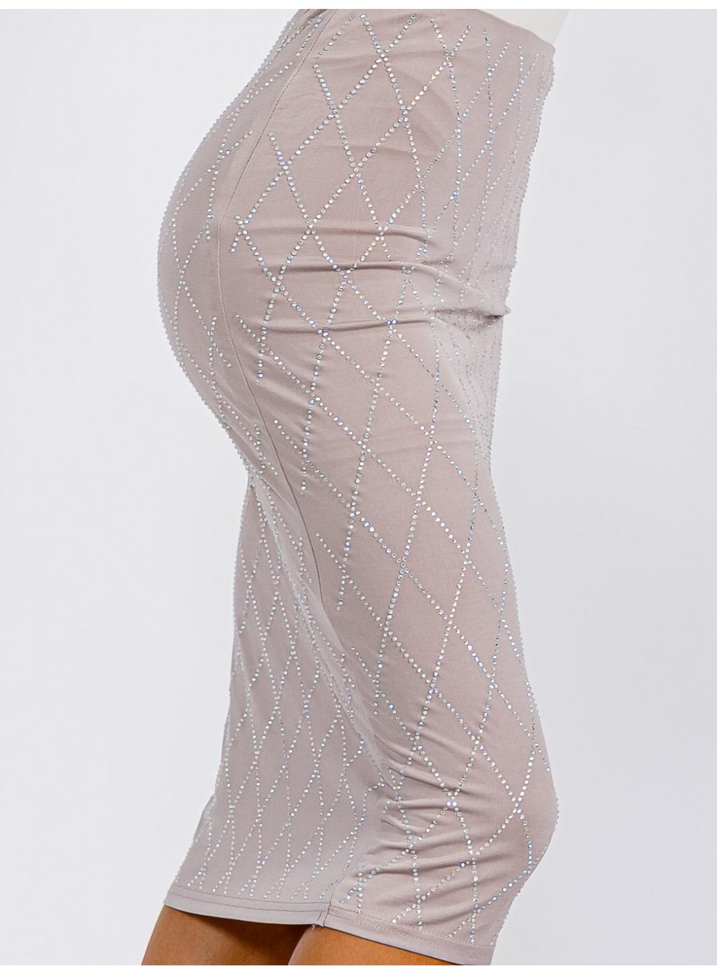 WOMEN'S ELASTIC WAIST SEQUINS DETAILED MIDI SKIRT