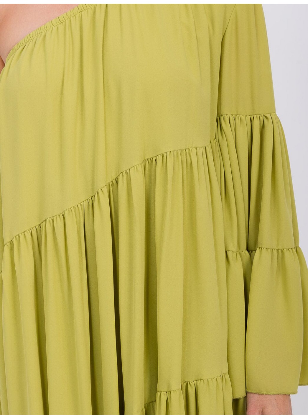 WOMEN'S ONE SHOLDER LONG SLEEVE POCKETS TIERED HIGH-LOW MIDI DRESS