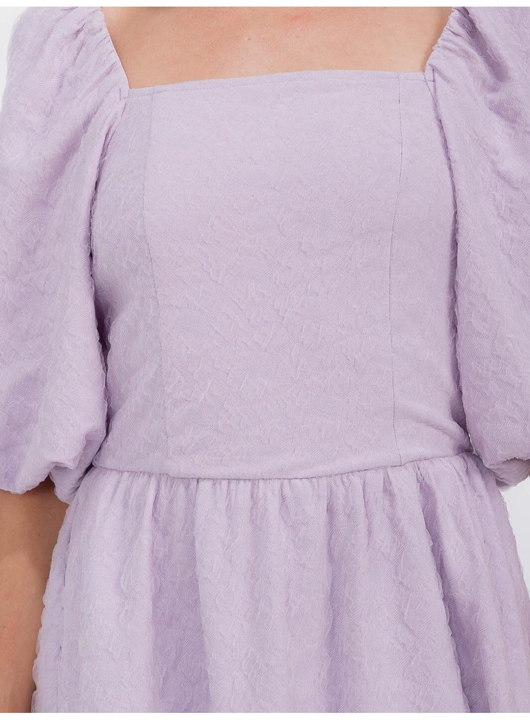 WOMEN'S SHORT PUFF SLEEVE SQUARE NECK SMOCK DETAILED TIERED MINI DRESS