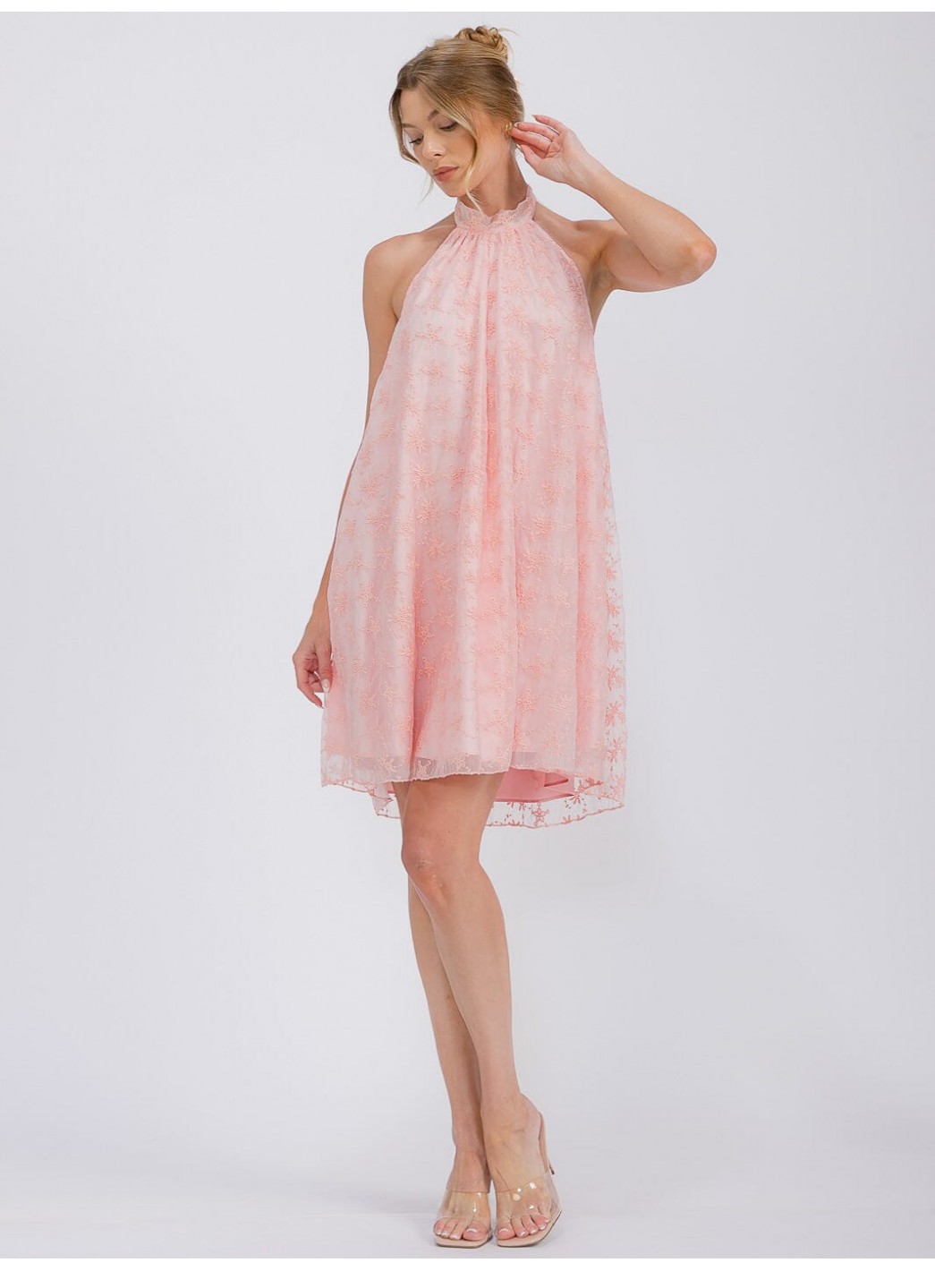 WOMEN'S SLEEVELESS HALTER NECK CROCHET F...