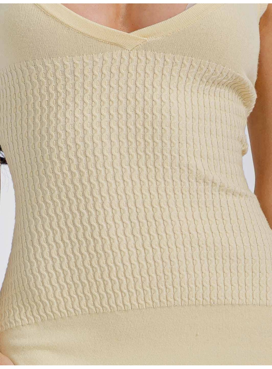 WOMEN'S SLEEVELESS V-NECK DETAILED BODYCON MINI DRESS