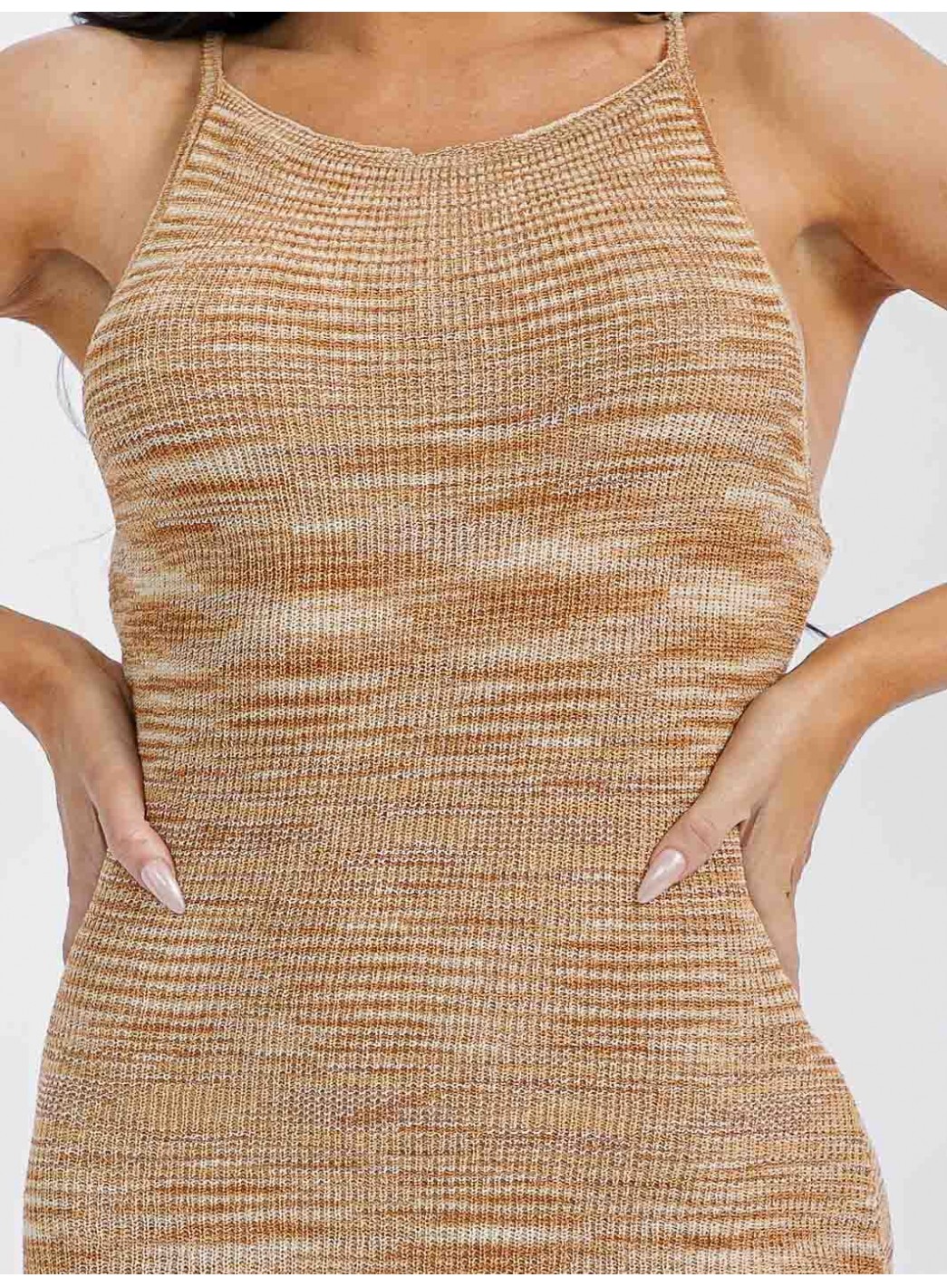 WOMEN'S SLEEVELESS COLORBLOCK BODYCON MIDI DRESS