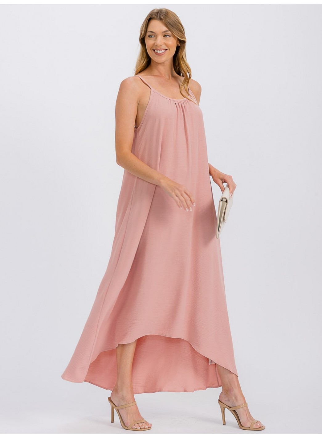 WOMEN'S SLEEVELESS OPEN BACK HIGH-LOW MAXI DRESS