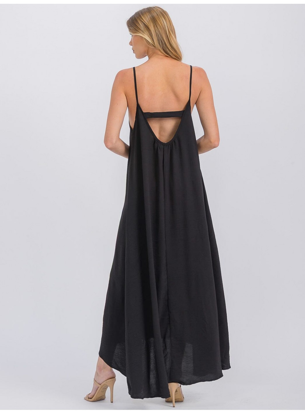 WOMEN'S SLEEVELESS OPEN BACK HIGH-LOW MAXI DRESS