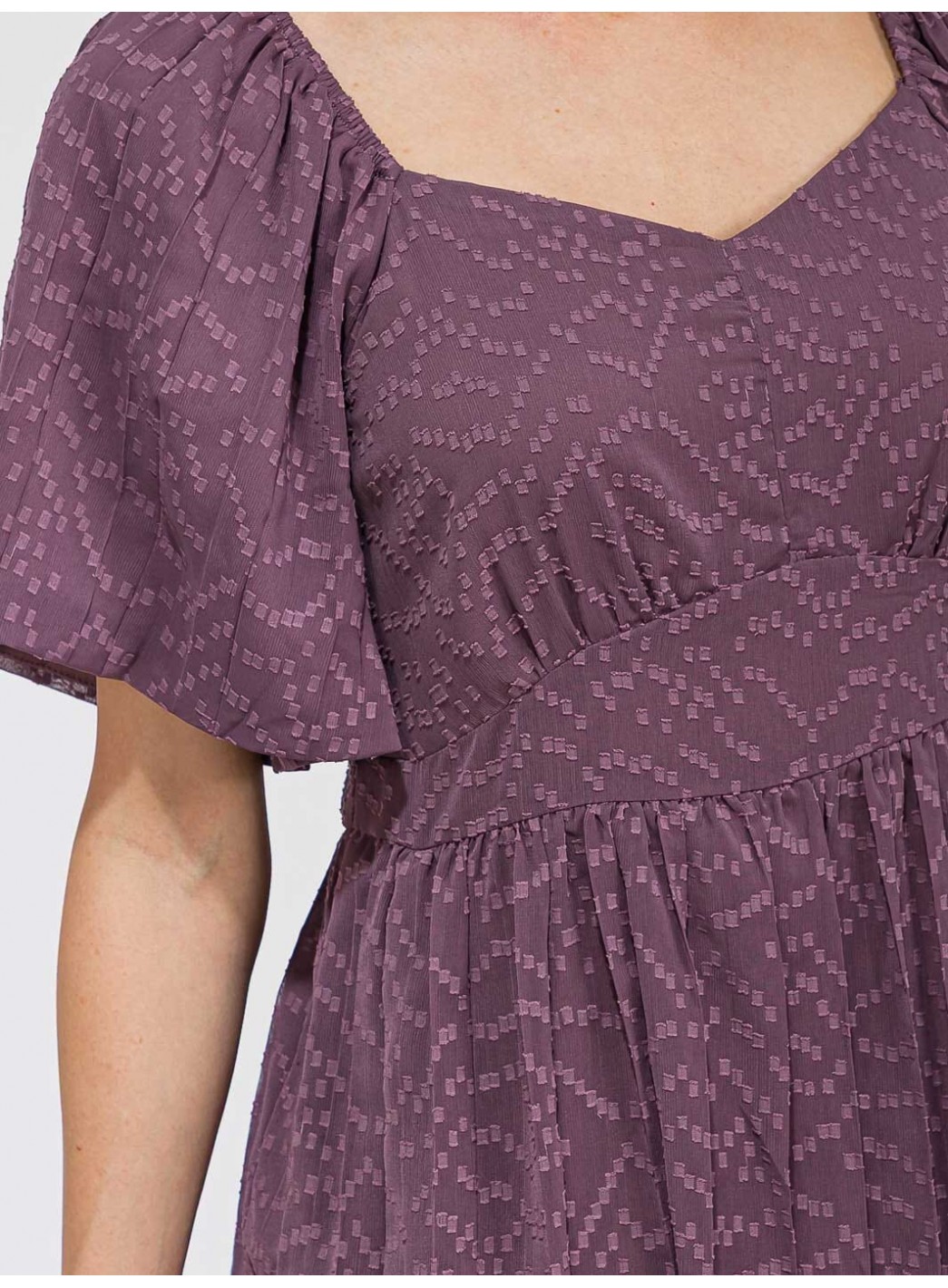 WOMEN'S SHORT SLEEVE V-NECK SWISS RUFFLE TIERED MAXI DRESS