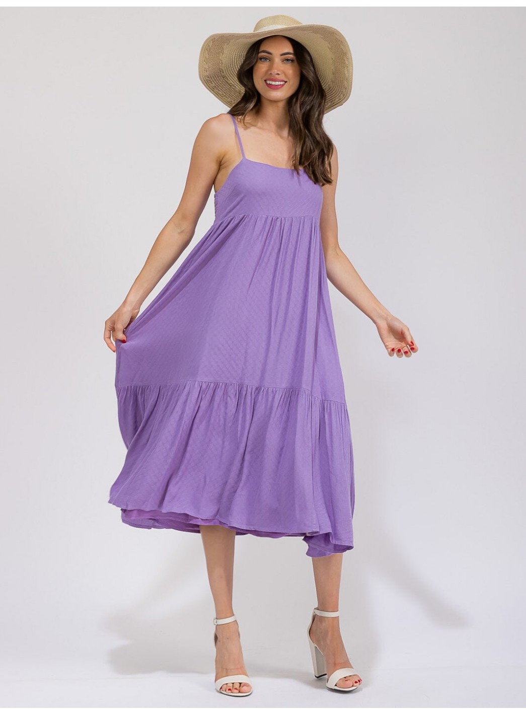 WOMEN'S SLEEVELESS TIERED LOOSE FIT MIDI...