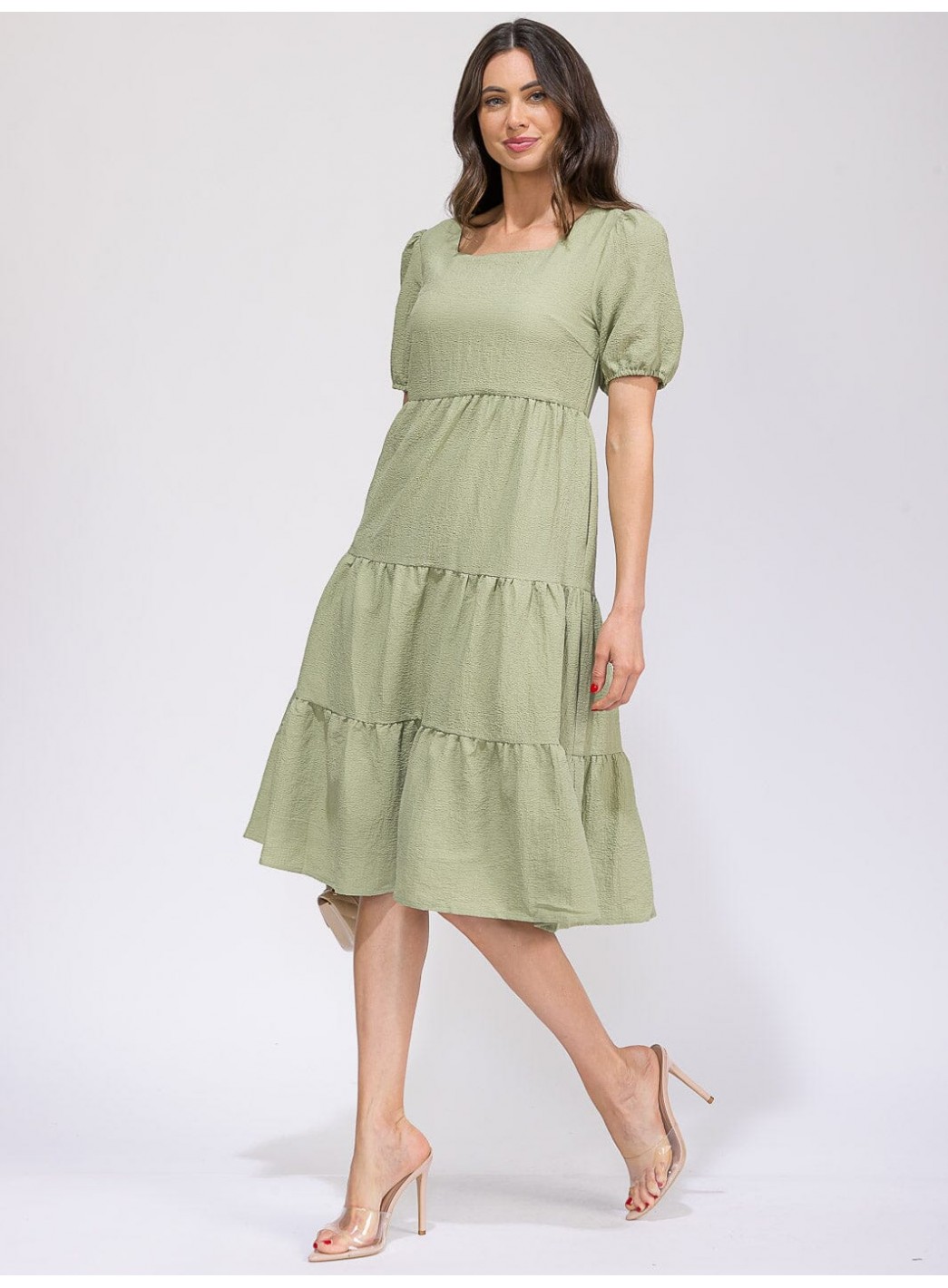 WOMEN'S SHORT SLEEVE SQUARE NECK FRONT P...