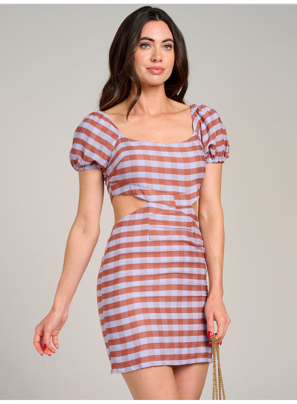 WOMEN'S SHORT SLEEVE CUT OUT COLORBLOCK STRIPES BODYCON MINI DRESS