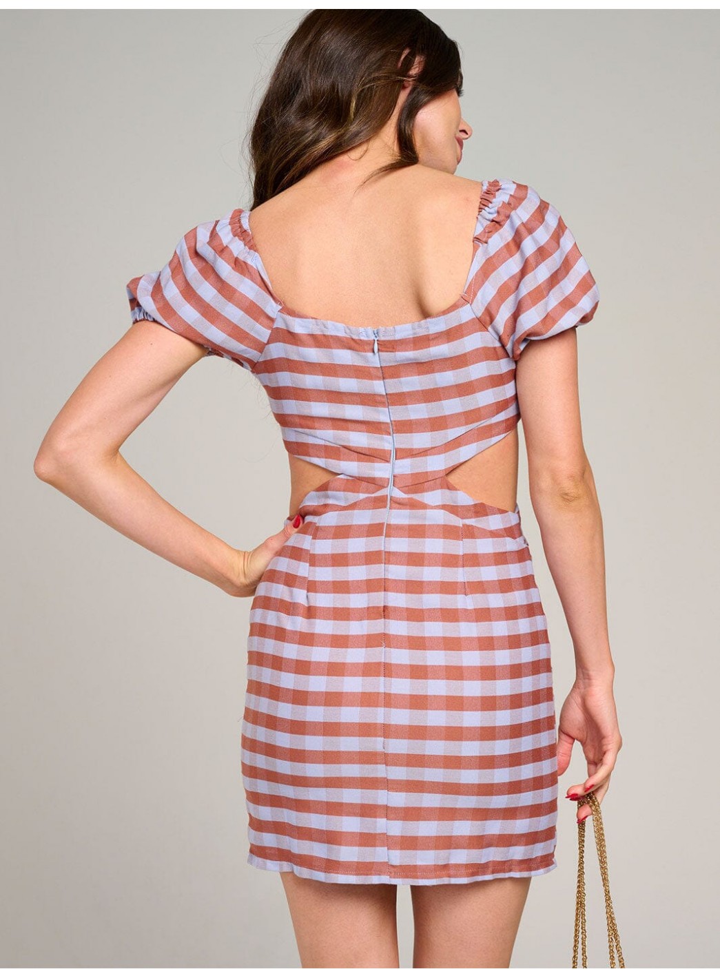 WOMEN'S SHORT SLEEVE CUT OUT COLORBLOCK STRIPES BODYCON MINI DRESS