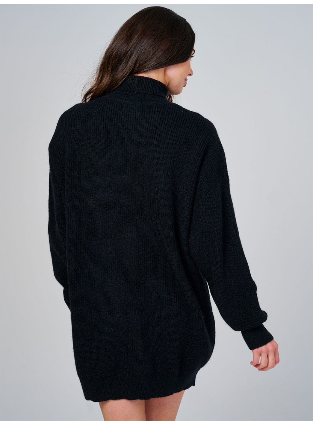 WOMEN'S LONG SLEEVE TURTLE NECK LOOSE FIT KNIT MINI DRESS