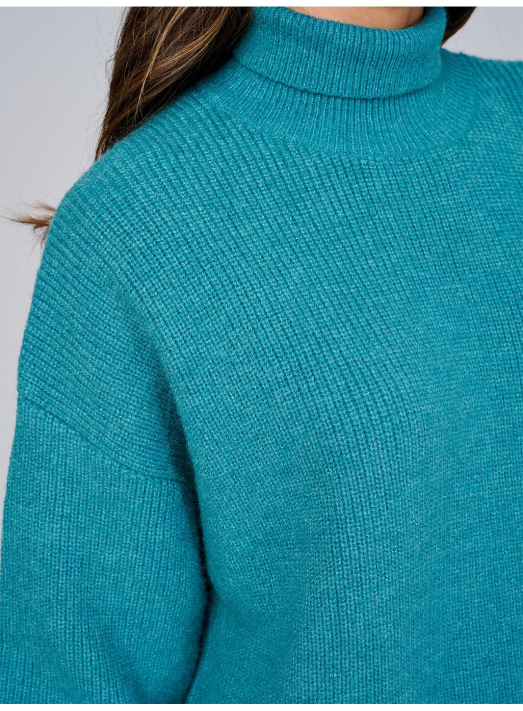 WOMEN'S LONG SLEEVE TURTLE NECK LOOSE FIT KNIT MINI DRESS