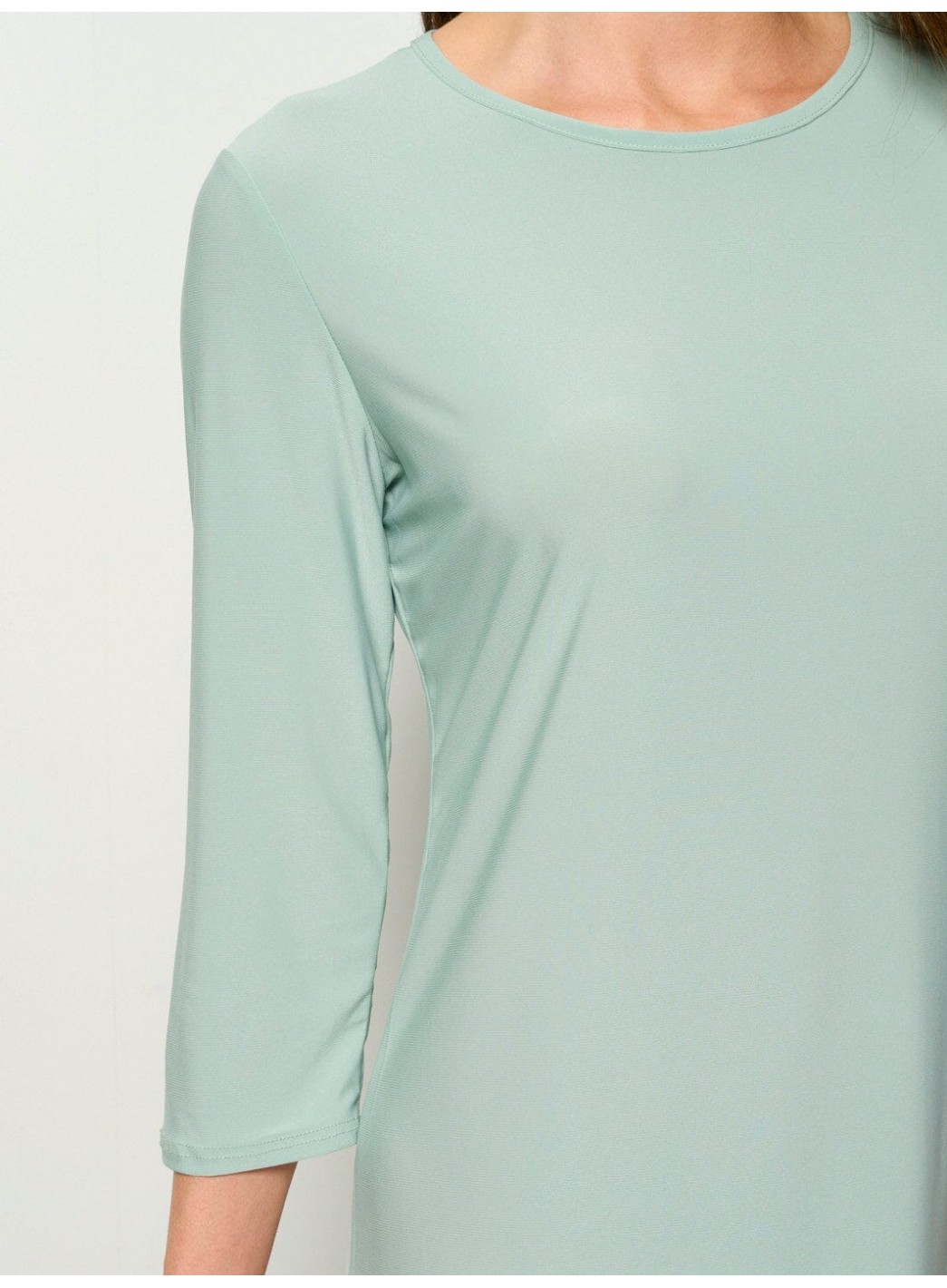 WOMEN'S 3/4 SLEEVES SOLID MIDI DRESS